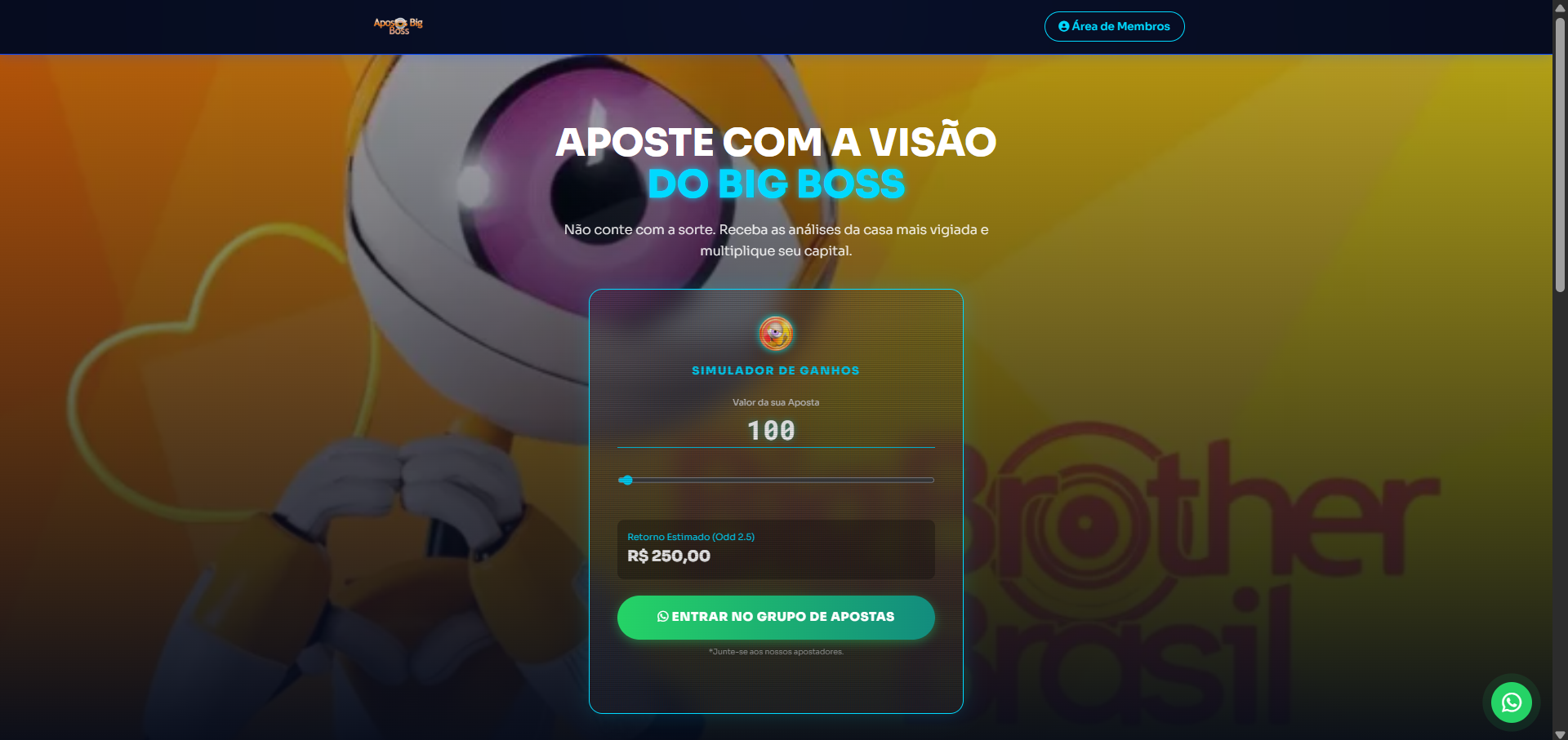 Interface do Sistema Apostas Big Boss
